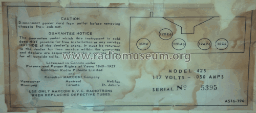425 ; Canadian Marconi Co. (ID = 2091821) Radio