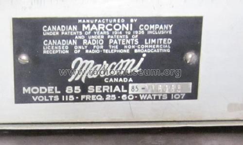 85 ; Canadian Marconi Co. (ID = 2143871) Radio