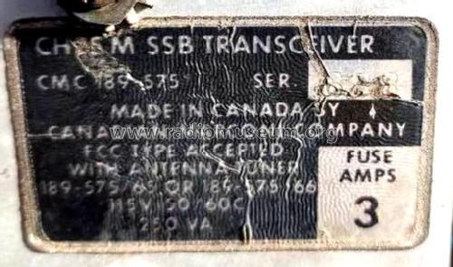 CH Twenty Five SSB Transceiver CMC-189-575; Canadian Marconi Co. (ID = 3167919) Commercial TRX