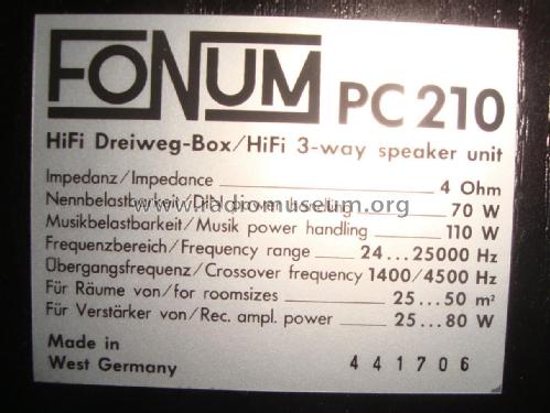 Fonum - HiFi Dreiweg-Box - HiFi 3-way speaker unit PC 210; Canton; Weilrod (ID = 1764994) Speaker-P