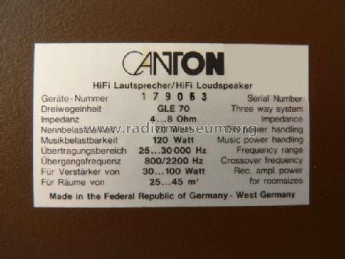 HiFi Lautsprecher GLE 70; Canton; Weilrod (ID = 2796783) Parlante