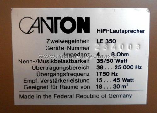 LE350; Canton; Weilrod (ID = 2366778) Altavoz-Au