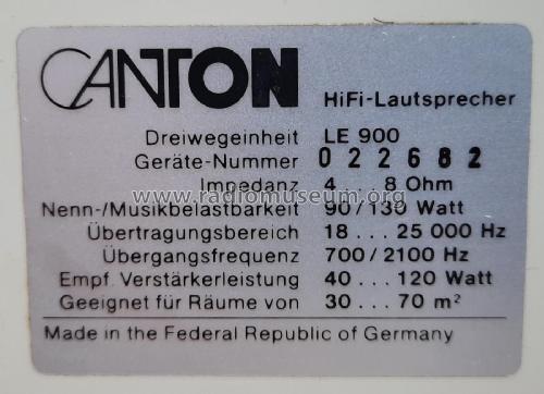 LE900; Canton; Weilrod (ID = 2887686) Lautspr.-K