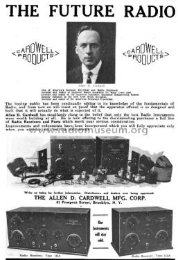 Radio Receiver Type 115A; Cardwell Mfg. Corp., (ID = 2058458) Radio