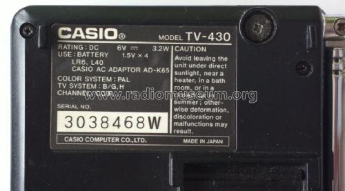 LCD Pocket Color Television TV-430; CASIO Computer Co., (ID = 1719475) Fernseh-E