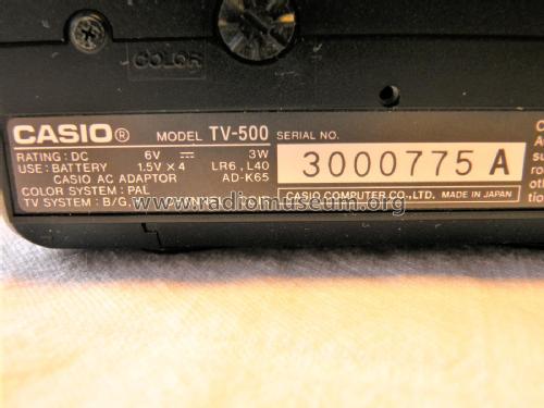 LCD Color Television TV-500; CASIO Computer Co., (ID = 2220153) Télévision