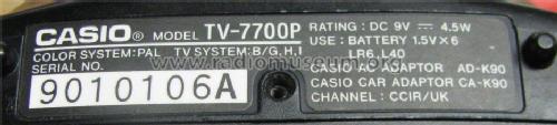 LCD Color Television TV-7700 - TV-7700P; CASIO Computer Co., (ID = 1727540) Televisión