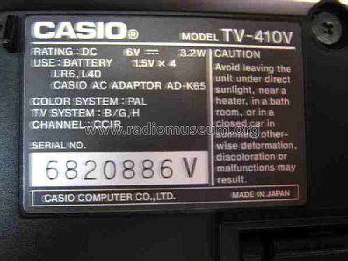LCD Pocket Color Television TV-410 V; CASIO Computer Co., (ID = 489438) Télévision