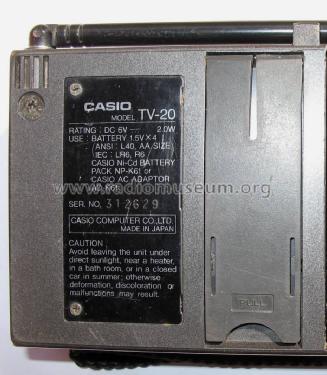 Pocket Television TV-20; CASIO Computer Co., (ID = 1435463) Television