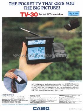 Pocket Television TV-30; CASIO Computer Co., (ID = 2764817) Télévision