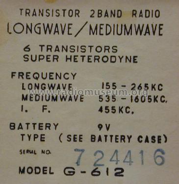 Browni 2 Band Transistor 6 G - 612; CBC Charles Brown (ID = 1660224) Radio