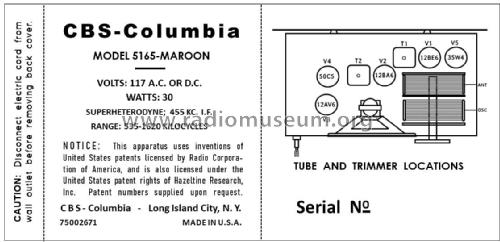 5165 Ch= 515-1; CBS-Columbia Inc.; (ID = 2899749) Radio