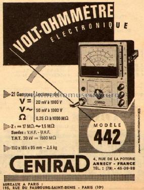 Volt-Ohmmètre 442; Centrad; Annecy (ID = 542236) Equipment