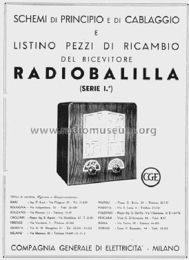 Radiobalilla I serie; CGE, Compagnia (ID = 1543529) Radio