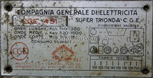 Supertrionda 451; CGE, Compagnia (ID = 117533) Radio