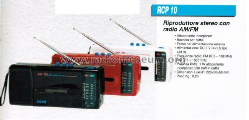 AM-FM Radio Cassette Player RCP 10; CGM elettronica; (ID = 2921006) Radio