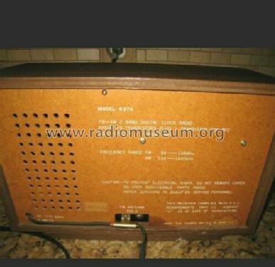 FM-AM 2 Band Digital Clock Radio 6274; Channel Master Corp. (ID = 2594459) Radio