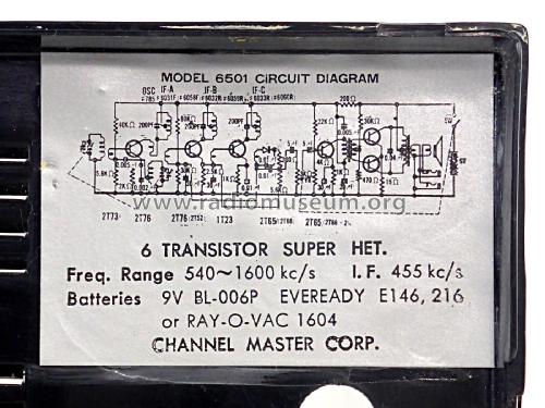 Transistor 6 6501; Channel Master Corp. (ID = 2625890) Radio