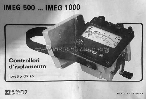 Contrôleur d'Isolement - Mégohmmètre IMEG 1000; Chauvin & Arnoux; (ID = 2700575) Equipment