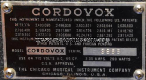 Cordovox Tone Generator; Chicago Musical (ID = 2241386) Ampl/Mixer