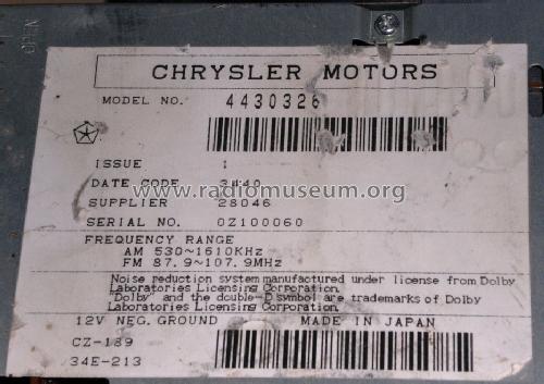 4430326; Chrysler Motor Parts (ID = 1718077) Car Radio