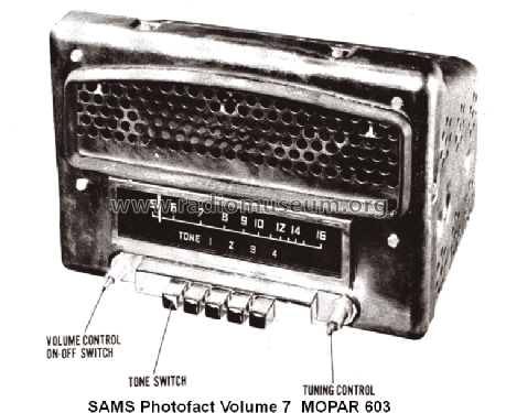 Mopar 603; Chrysler Motor Parts (ID = 1300903) Car Radio