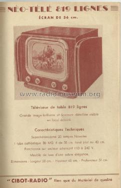 Néo-Télé 819 lignes ; Cibot Radio; Paris (ID = 1460275) Télévision