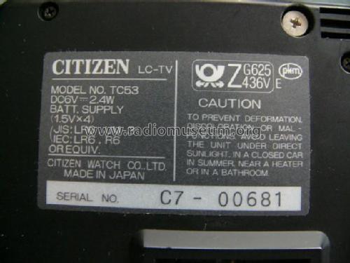 Pocket Colour Television - LC-TV TC53; Citizen Electronics (ID = 1834310) Télévision