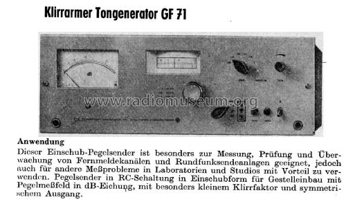 Klirrarmer Tongenerator GF71; Clamann & Grahnert; (ID = 1833752) Ausrüstung
