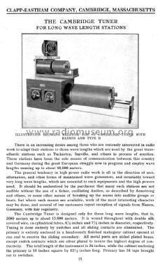Cambridge Tuner for Long Wave length Stations ; Clapp-Eastham Co.; (ID = 1702020) mod-pre26