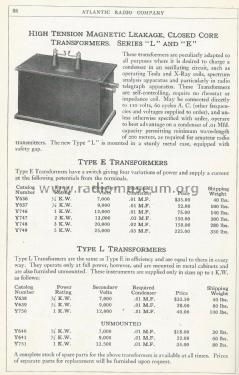 Improved Transformer Type L; Clapp-Eastham Co.; (ID = 1978356) Amateur-D