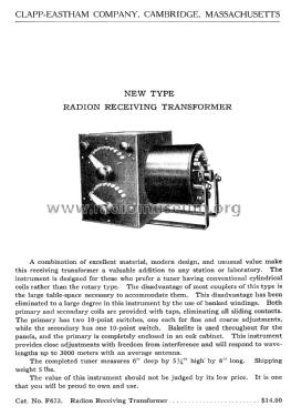 Radion Receiving Transformer ; Clapp-Eastham Co.; (ID = 2378079) mod-pre26