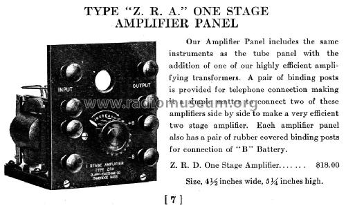 One Stage Amplifier Panel Z.R.A.; Clapp-Eastham Co.; (ID = 827433) Ampl/Mixer