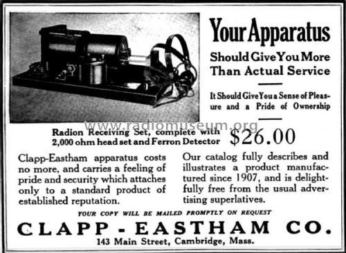 Radion Receiving Set ; Clapp-Eastham Co.; (ID = 1985887) Crystal