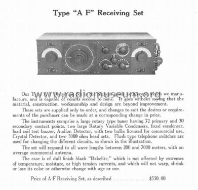 Receiving Set Type AF; Clapp-Eastham Co.; (ID = 981423) Radio