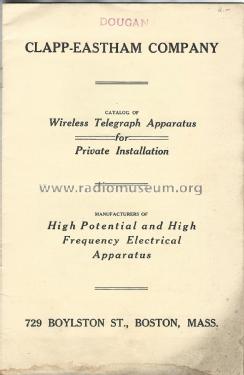 Wireless Telegraph Apparatus Catalog G; Clapp-Eastham Co.; (ID = 2307098) Paper