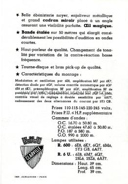 Radio-Phono R600; Clarville CSF; Paris (ID = 2720696) Radio