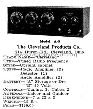 Cleveland Model A-5; Cleveland Products (ID = 1989781) Radio