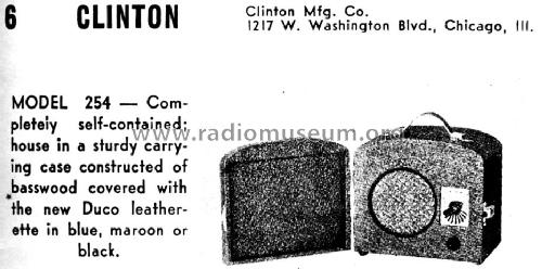 254 ; Clinton Mfg.Co.; (ID = 1002693) Radio