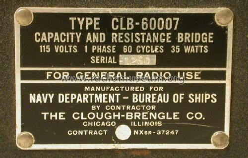 Capacity and Resistance Bridge CLB-60007; Clough-Brengle Co., (ID = 1081657) Equipment