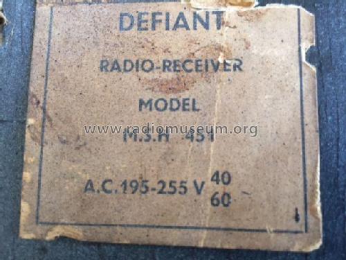 Defiant M.S.H 451; Co-operative (ID = 2269499) Radio