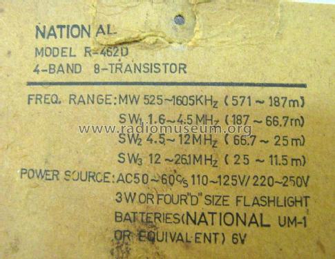 National 4 Band- 8 Transistor R-462D; Cofard Ltd., Tehran (ID = 1415947) Radio