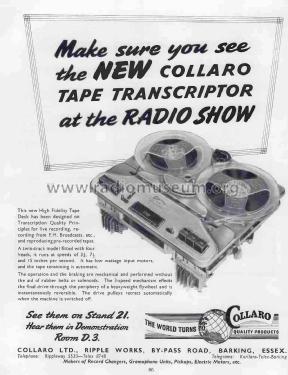 Tape Transcriptor Mark III; Collaro Ltd.; (ID = 2836863) Sonido-V