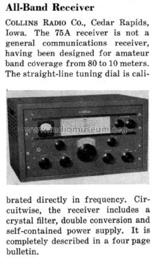 75A ; Collins Radio (ID = 1436340) Amateur-R