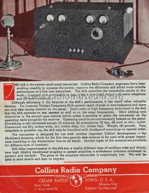 Transmitter 45-A; Collins Radio (ID = 2055555) Amateur-T