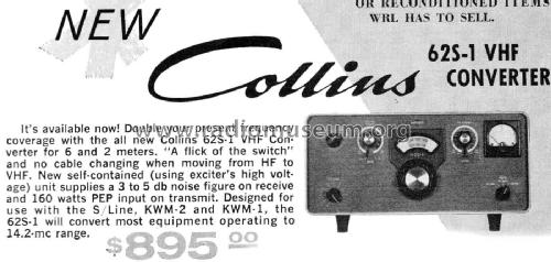 Transverter 62S-1; Collins Radio (ID = 2081109) Amateur-D