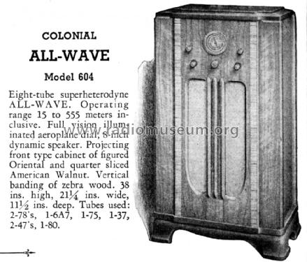 604 ; Colonial Radio Co.; (ID = 1578150) Radio