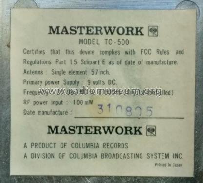 Masterwork Transceiver TC-500; Columbia Records (ID = 2417379) Citizen