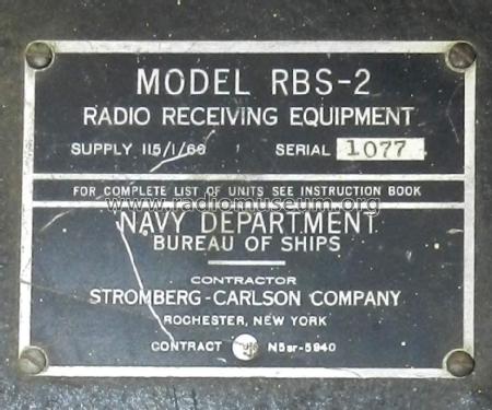 RBS-2 Radio Receiver CCT-46217-A; Stromberg-Carlson Co (ID = 2779935) Mil Re