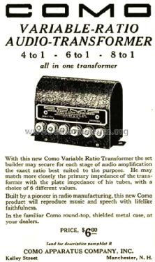 Variable-Ratio Audio Transformer ; Como Apparatus Co., (ID = 1382943) Radio part
